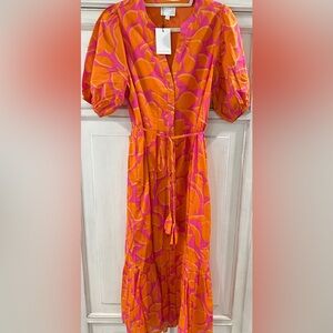 NWT SZ M Sugarlips Vibrant Orange and Pink Women's Dress